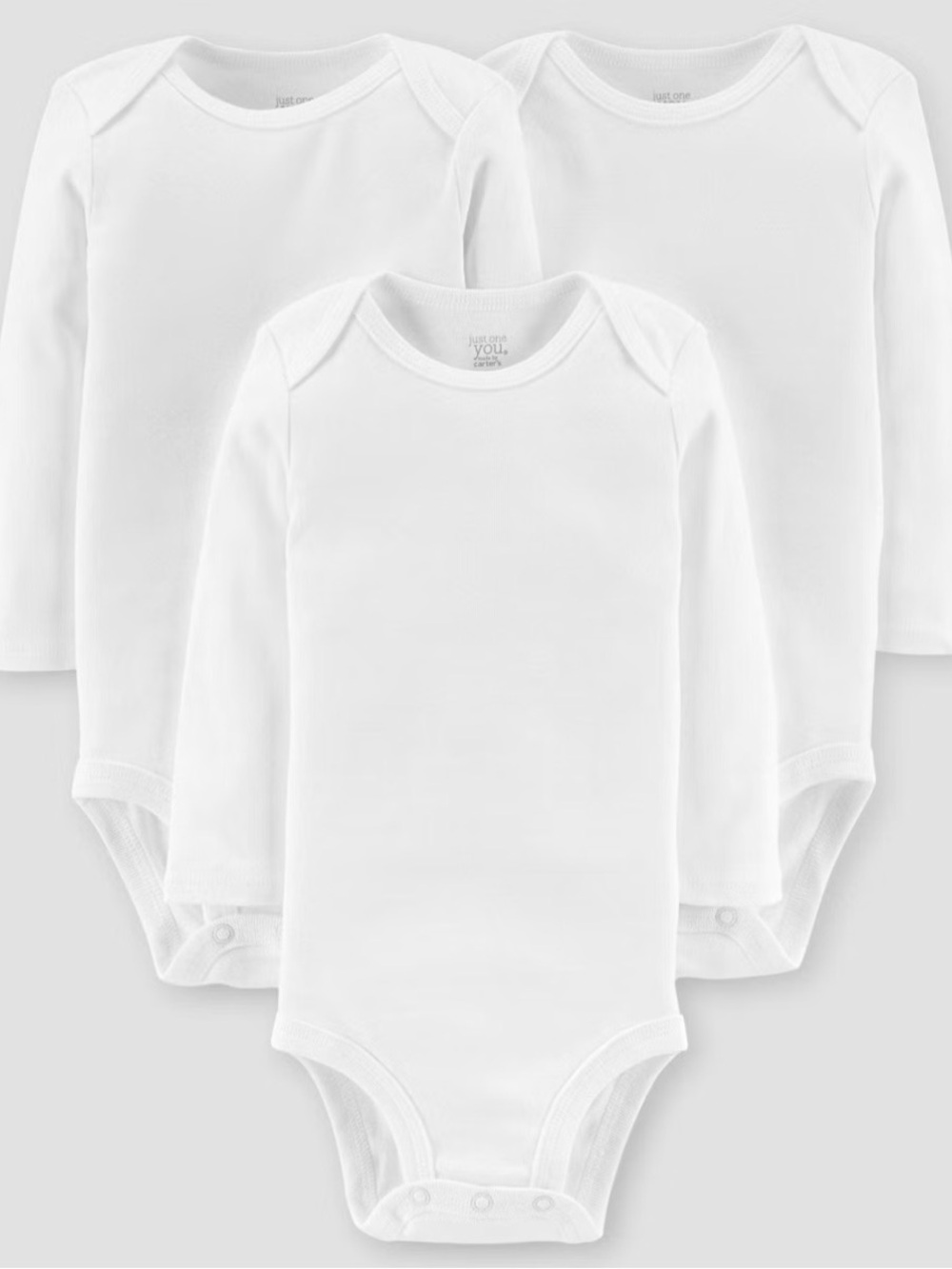 Carter's 3-Pack White Long-Sleeve Baby Bodysuits